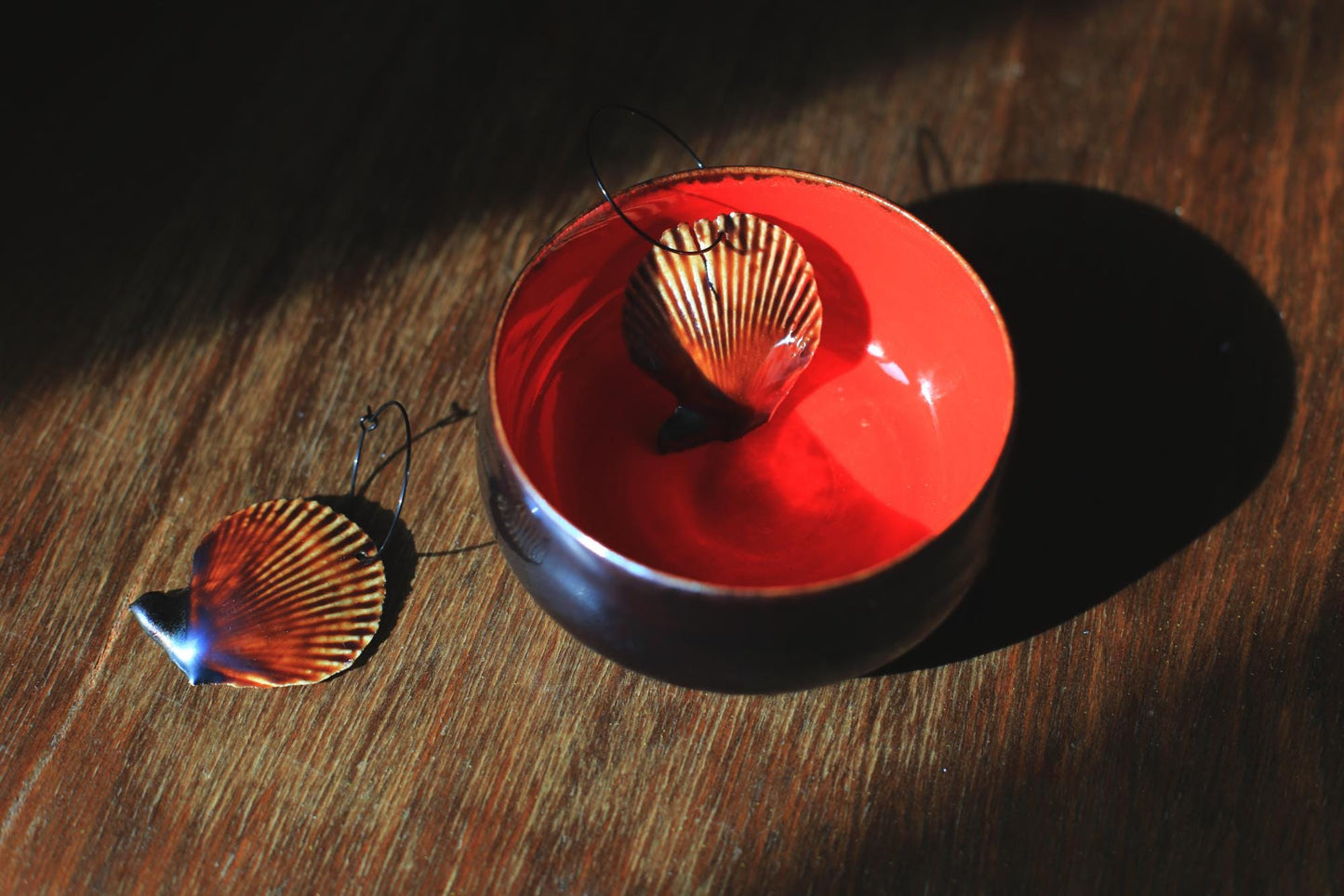My blood is the Ocean / Porcelain Seashell Earrings