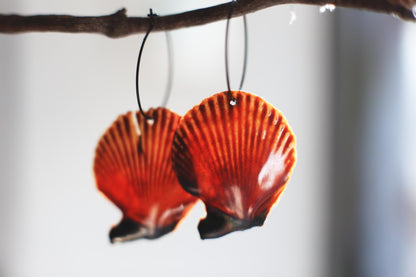 My blood is the Ocean / Porcelain Seashell Earrings