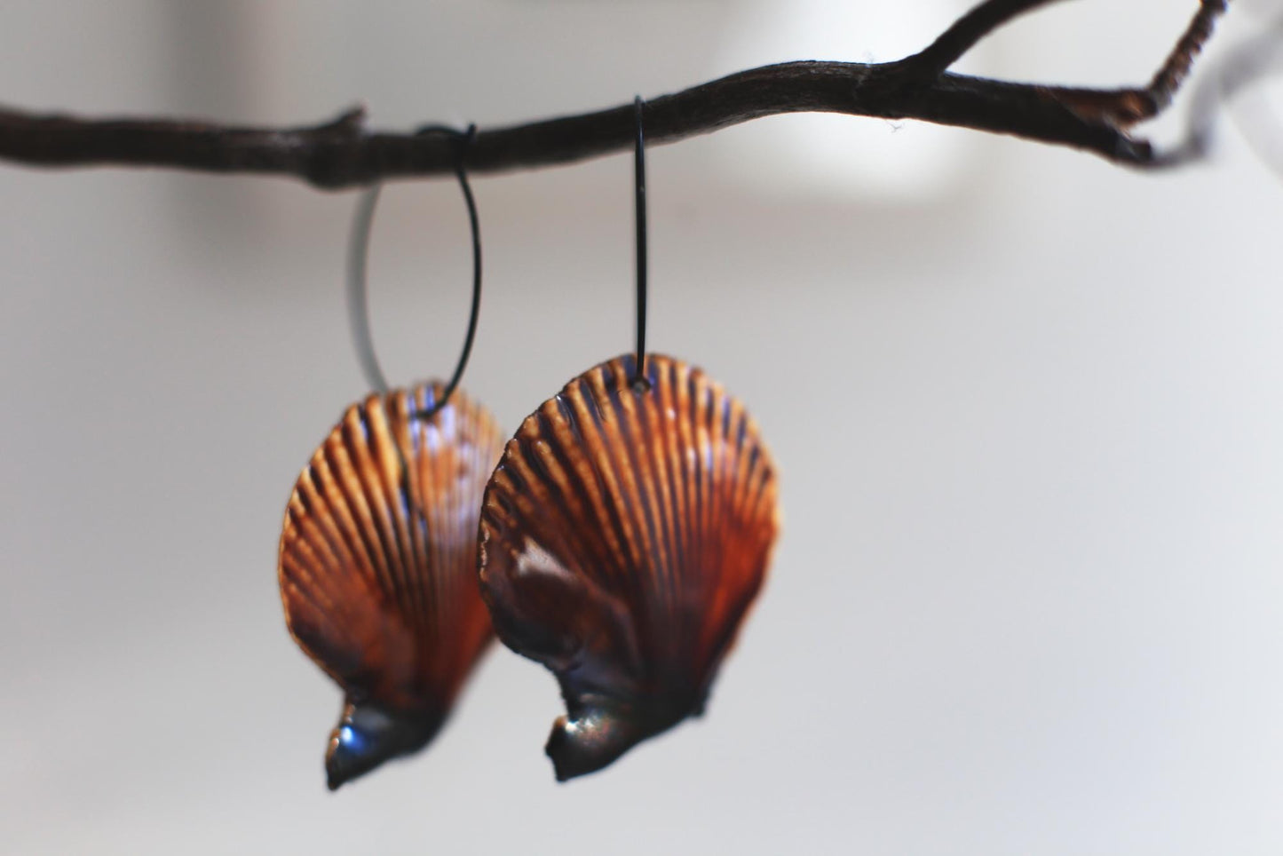 My blood is the Ocean / Porcelain Seashell Earrings