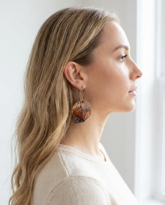 My blood is the Ocean / Porcelain Seashell Earrings